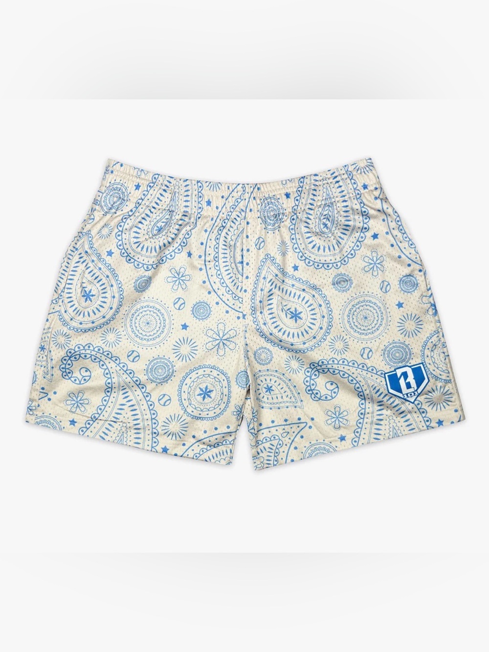 ADULT NWT Baseball Lifestyle 101 BL101 Men’s Paisley Short M Cream Bone Blue